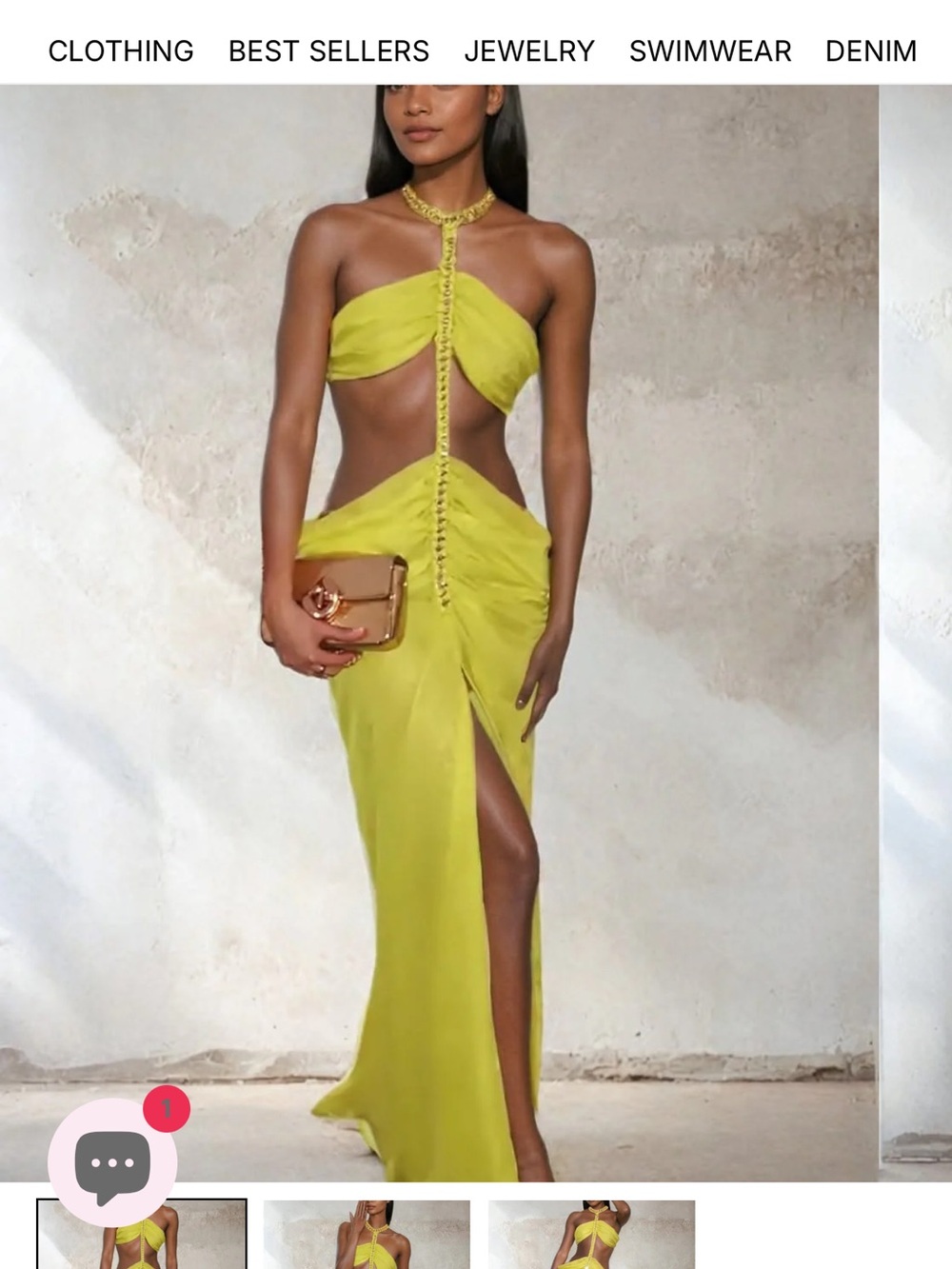 Cutout Halter Maxi Dress in Chartreuse